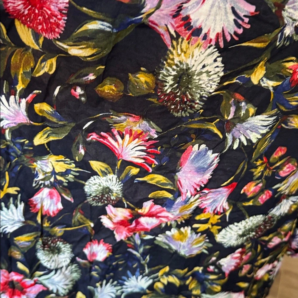 J. Crew L K5050 scoop neck tassel tie floral tunic beach dress coverup